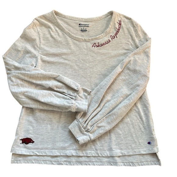 Champion Tops - Womens Champion Arkansas Razorback Long Sleeve Embroidered Shirt